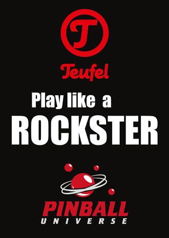 Teufel meets Pinball! Play like a Rockster! Kooperation Lautsprecher Teufel und PINBALL UNIVERSE.